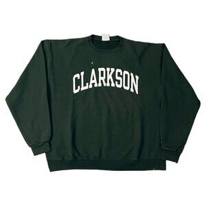Year 2000s 00s Y2K Clarkson University Green Preppy Casual Spellout Sweatshirt